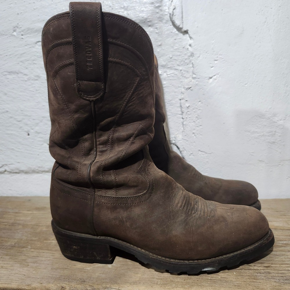 Tecovas The Stockton Tawny Bison Leather Western Work Boots Mens 10 EE Vibram